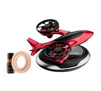 Kivivaka Rotating Helicopter Car Air Freshener Solar Powered Aromatherapy Diffuser Alloy Interior Decor Silver(Red)
