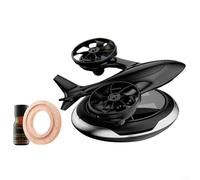 Kivivaka Rotating Helicopter Car Air Freshener Solar Powered Aromatherapy Diffuser Alloy Interior Decor Silver(Black)