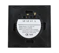 Kivivaka Single Live Wire Touch Light Switch 1 Gang 1 Way, Tempered Glass Panel LED Indicator for LED Incandescent Bulb, 86 Type Wall Switch(black)