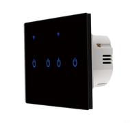 Kivivaka Smart WiFi Touch Wall Switch 4 Gang Glass Panel Voice Control Compatible with App Remote 10A 220V Black(4 Gang-Black)