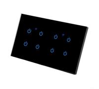 Kivivaka Smart WiFi Touch Wall Switch 4 Gang Glass Panel Voice Control Compatible with App Remote 10A 220V Black(8 Gang-Black)