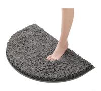 Kivivaka Soft Chenille for SEMI Circular Bathroom Rug Non Slip Absorbent Floor Mat for Shower Door or Kitchen, Dusty Pink 40x60cm(PVC Dark Gray)