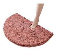 Kivivaka Soft Chenille for SEMI Circular Bathroom Rug Non Slip Absorbent Floor Mat for Shower Door or Kitchen, Dusty Pink 40x60cm(TPR Sole Light Gray)