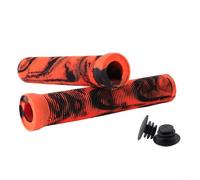 Kivivaka Soft for TPR Extended for Bicycle Grips 16.5cm, Shock-Absorbing Rubber Handlebar Covers with Non-Slip Design for Bike and Scooter, 22.2mm Diameter(Orange black)