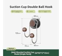 Kivivaka Suction Cup Hook, No Drill Wall Mount, Double Ball Coat Hanger and Key Holder for Kitchen, Bathroom, Entryway, Cream Beige B