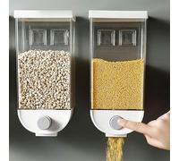 Kivivaka Wall Mounted Cereal Dispenser 1.5L Food Storage Container Oatmeal Rice Nuts Beans, Transparent Wide Mouth for PP Organizer Jar with Non-Slip Bottom, Black