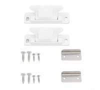 Kivivaka White Plastic Cabinet Door Latch Lock with Snap Closure for RV Accessories, Rust Resistant, 2 Sets