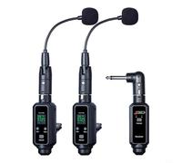 Kivivaka Wireless UHF Saxophone Microphone System, 570-590MHz Instrument Mic with Receiver & Transmitter, Low Latency <6ms, 8H for battery Life Trumpet Trombone, Black(One and Two)