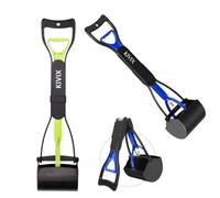 KIVIX 28" Pooper Scooper Foldable Dog Pooper Scooper Poop Scooper Dog Poop Scoop with Unbreakable Material and Durable Spring - Easy to Use for Grass, Dirt, Gravel (Blue & Green 2 Pack)