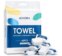 KIVORA Extra Thick Compressed Towel Tablets - Disposable Face Towels & Washcloths for Travel, Camping & Outdoor Use, 60 Pack Super Absorbent Cotton Towels for Emergency & Everyday Care