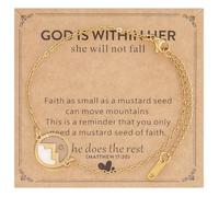 Kivosliviz Mustard Seed Religious Gifts for Women Birthday Cross Gold Faith of a Mustard Seed Bracelet