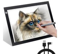 KIVOTAC A4 LED Light Pad, Ultra-Thin USB Powered Bright Light up Box Adjustable Light Table for Drawing, Weeding Vinyl, Diamond Art, Sketching, Tracing and Animation