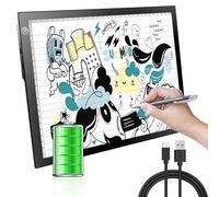 KIVOTAC A4 Rechargeable Light Pad, Portable LED Light up Box Ultra-Thin Dimmable Battery Powered Bright Copy Board for Weeding Vinyl, Sketching,Drawing,Tracing and Diamond Art