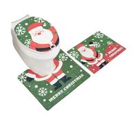 kivrimlarv Christmas Bath Rug Set, Festive Toilet Lid Cover and Bathroom Mat, Water Absorbing and Anti Slip Design for Winter Holiday Décor, Seasonal Home Decorations 500g