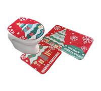 kivrimlarv Christmas Bath Rug Set, Festive Toilet Lid Cover and Bathroom Mat, Water Absorbing and Anti Slip Design for Winter Holiday Décor, Seasonal Home Decorations 500g
