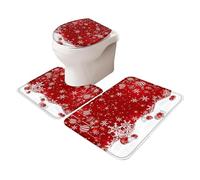 kivrimlarv Christmas Bath Rug Set, Festive Toilet Lid Cover and Bathroom Mat, Water Absorbing and Anti Slip Design for Winter Holiday Décor, Seasonal Home Decorations 500g