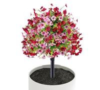 kivrimlarv Fake Petunias - 18 Inch Realistic Silk Blossoms with Ground Stake for Porch | UV Resistant Artificial Outdoor Flowers, Weatherproof Yard Decor, Faux Floral Bundle for Pathway Lawn