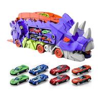 kivrimlarv Foldable Sliding Dinosaur Truck, Dinosaur Vehicle Truck Toy, Toys for Toddler, Foldable Sliding Transport with Track and Die-cast Cars, for Kids 3-6