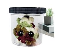 kivrimlarv Grass Ball Plush In Jar | Funny Crochet Little Grass Ball Plushie In A Jar | Grass Ball Plush Toy, Crochet Stoner Accessories, Desktop Plush Ornaments In A Jar
