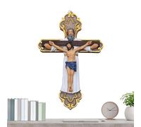 kivrimlarv Jesus Crucifix Wall Decor, Christian Resin Wall Arts with Religious Symbol, Biblical Jesus Wall Decor, Spiritual Religious Resin Art 7.72x1.1x5.12 Inches for Living Room, Bedroom, Home