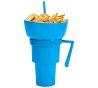 kivrimlarv Snack and Drink Cup - Reusable Food Bowl Drink Cup Combo,Spill-Proof Beverage Holder Food Container for Travel Picnic Kids Beach Camping Movie Night Adults Outdoor