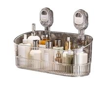 kivrimlarv Suction Cup Shower Shelf, No-Drill Storage Rack, Corrugated Corner Wall Shelf, Bottom Drain Design, Easy to Install and Remove, Perfect for Kitchen, Bathroom, and Showers