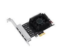 Kivvlbzeq 1 Piece 4 Port PCIE POE Network Card Black Plastic+Metal Gigabit Industrial Ethernet Converter 20G PCIE X4 Adapter 8125BG Chip