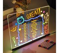 Kivvy Magicboard, Led Lights Acrylic Dry Erase Board with 7 Colors Pen, Magicboard Where Creativity Lights Up, Led Drawing Board, Advertising Board Writing Boards (5.9x5.9 inches)
