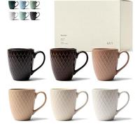 KIVY Cups Set of 6 x 400 ml - Large Coffee Cups Set of 6 - Coffee Cup Large - Tea Cups - Coffee Cup Sets - Coffee Mug Ceramic Mug - Mug Sets - Coffee Pot Modern - Coffee Cup