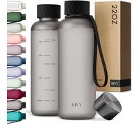 KIVY Drinking Bottle 650 ml [BPA-Free] Leak-Proof and Dishwasher Safe - Water Bottle for Children and Adults - Water Bottle Small - Small Drinking Bottle - Black Bottle Suitable for Carbonated