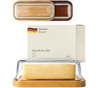KIVY Glass butter dish with airtight lid that keeps butter soft - For countertop and refrigerator door shelf - Butter tray with lid fridge - Butter ho