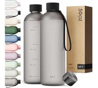 KIVY Large Water Bottle 50oz [Lightweight & Shatterproof] Fits Backpack & Cupholder for Travel, Sports, School - Black water bottle no straw - 1.5 Liter water bottles - 50oz Water bottle