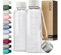 KIVY Slim Water Bottle 22oz [Lightweight & Shatterproof] Leak Proof Bottle for Women & Men - Clear plastic water bottle no straw - Dishwasher Safe Water Bottle BPA Free