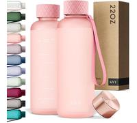 KIVY Slim Water Bottle 22oz [Lightweight & Shatterproof] - Reusable Tritan Water Bottle - Leak Proof Bottle for Women & Men - Water bottle no straw - Dishwasher Safe - BPA Free - Pink