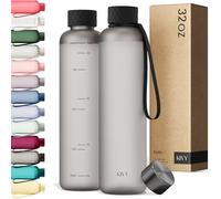 KIVY Slim Water Bottle 32oz [Lightweight & Shatterproof] Fits Backpack & Cupholder for Travel, Sports, School, Gym - Black water bottle no straw for Men - Screw top - Dishwasher Safe