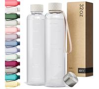 KIVY Slim Water Bottle 32oz [Lightweight & Shatterproof] Fits Backpack & Cupholder for Travel, Sports, School, Gym - Clear water bottle with measurements - Transparent Tritan Beige - Dishwasher Safe