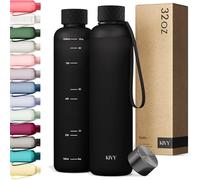 KIVY Slim Water Bottle 32oz [Lightweight & Shatterproof] Fits Backpack & Cupholder for Travel, Sports, School, Gym - Black water bottle no straw - Mens water bottle screw top - Dishwasher Safe