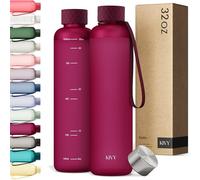 KIVY Slim Water Bottle 32oz [Lightweight & Shatterproof] Fits Backpack & Cupholder for Travel, Sports, School, Gym - Frosted red bottle no straw - Gym water bottle screw top - Dishwasher Safe