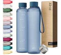 KIVY Slim Water Bottle 32oz [Lightweight & Shatterproof] Fits Backpack & Cupholder for Travel, Sports, School - Blue water bottle no straw - Cute aesthetic water bottles screw top - Dishwasher Safe