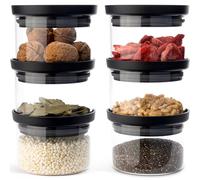 KIVY Small Storage Jars with Transparent Glass Lids [6 x 350 ml] Airtight Spice Jars Stackable - Spice Container Glass - Jars Spice Drawer - Spice Jars - Spice Storage