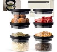 KIVY Small Storage Jars with Transparent Glass Lids [6 x 350 ml] Airtight Spice Jars Stackable - Spice Container Glass - Jars Spice Drawer - Spice Jars - Spice Storage