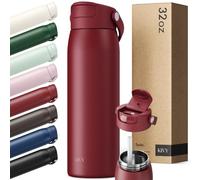 KIVY Stainless Steel Water Bottle 1 Litre with Straw - Thermos Flask 1 Litre Dishwasher Safe - Water Bottle Gym & Fitness - Thermal Water Bottles Sports - Water Bottle Stainless Steel Insulated