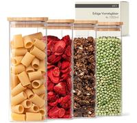 KIVY Storage Jars Bamboo Square (Bamboo, 4 x 1000 ml)