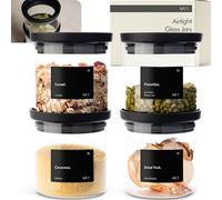 KIVY Storage Jars with Transparent Glass Lid, 4 x 500 ml, Airtight Storage Jars with Lids, Airtight, Glass Storage Boxes for Kitchen