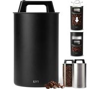 KIVY Vacuum Coffee Canister (Large) - Push Lid Preserves Aroma & Oil - Stainless Steel Airtight Canister - Container for Ground & Coffee Bean Storage - Removes Excess Air