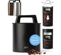 KIVY Vacuum Coffee Canister - Push Lid Preserves Coffee Aroma & Oil - Stainless Steel Airtight Coffee Canister - Coffee Container - Removes Excess Air
