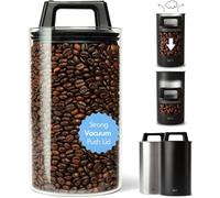 KIVY Vacuum Seal Coffee Canister [AIRTIGHT] - Coffee Canister with Airtight Lid - Airtight Coffee Jar - Air Tight Coffee Container - Vacuum Storage (Glass)