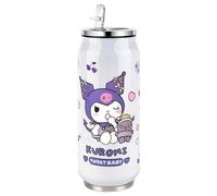 KIVYOIG Kuromi Stainless Steel Water Kitty Bottle 500ml Stainless Steel Flip up Sports Water Bottles with Straw Leakproof Reusable Drinks Cup for Gym, Travel, Sports (White)