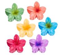 Kivzex Hawaiian Flower Hair Claw Clip for Women 6 PCS Plumeria Flower Hair Clips for Thick Thin Hair Hawaii Hair Accessories - Glossy 2