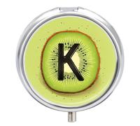 Kiwi Art Pattern Pill Box Case 3 Compartment Travel Medicine Pill Organizer 3x A Day Portable Vitamin Organizer with Mirror Small Pillbox for Purse & Pocket Cute Daily Medicine Container Metal Vitamin